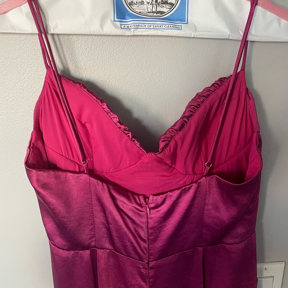 Selfie Leslie Bronte High Split Gathered Bust Maxi Dress Magenta - Picture 9 of 11